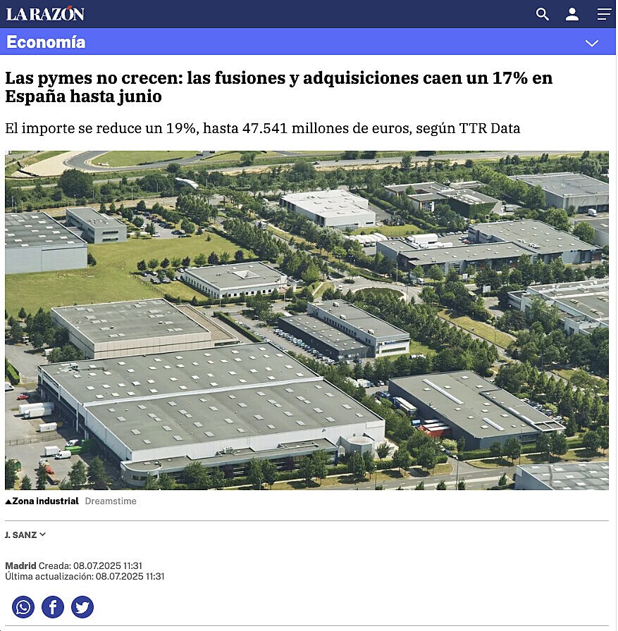 Las pymes no crecen: las fusiones y adquisiciones caen un 17% en Espaa hasta junio